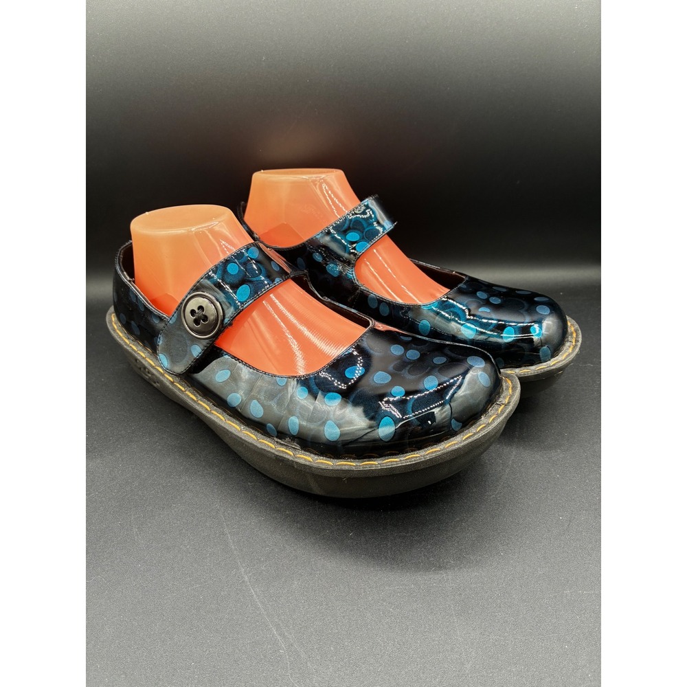 Ingaro Jane Blue Polka Dot Patent Mary Jane Shoes Platform Slip Resistant 10 M
